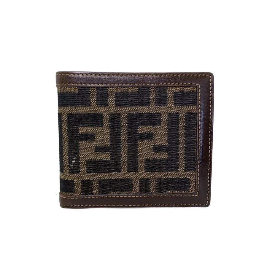 FENDI◇ズッカ柄/2つ折り財布/レザー/ブラウン/総柄/レディース/2309