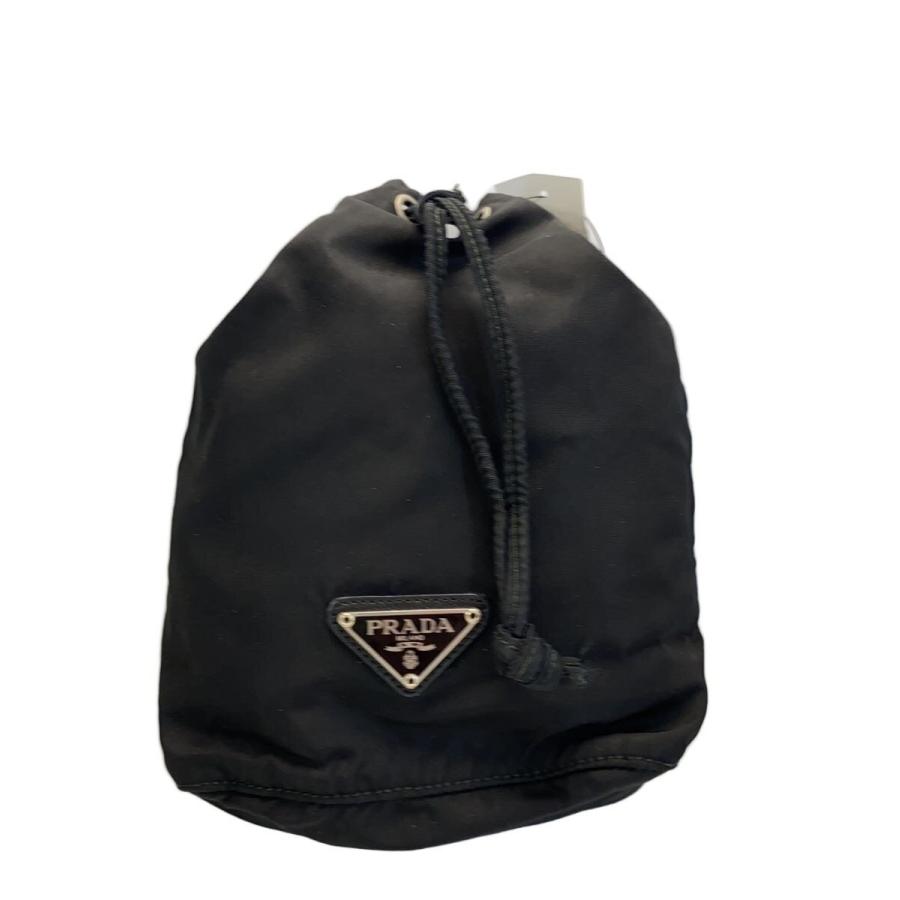 PRADA◇巾着ポーチ/ナイロン/BLK/無地// : セカンドストリートYahoo!店