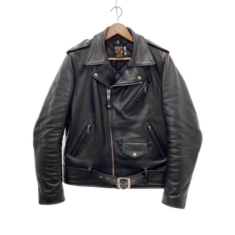 Schott◇ダブルライダースジャケット/40/レザー/BLK/7823950084