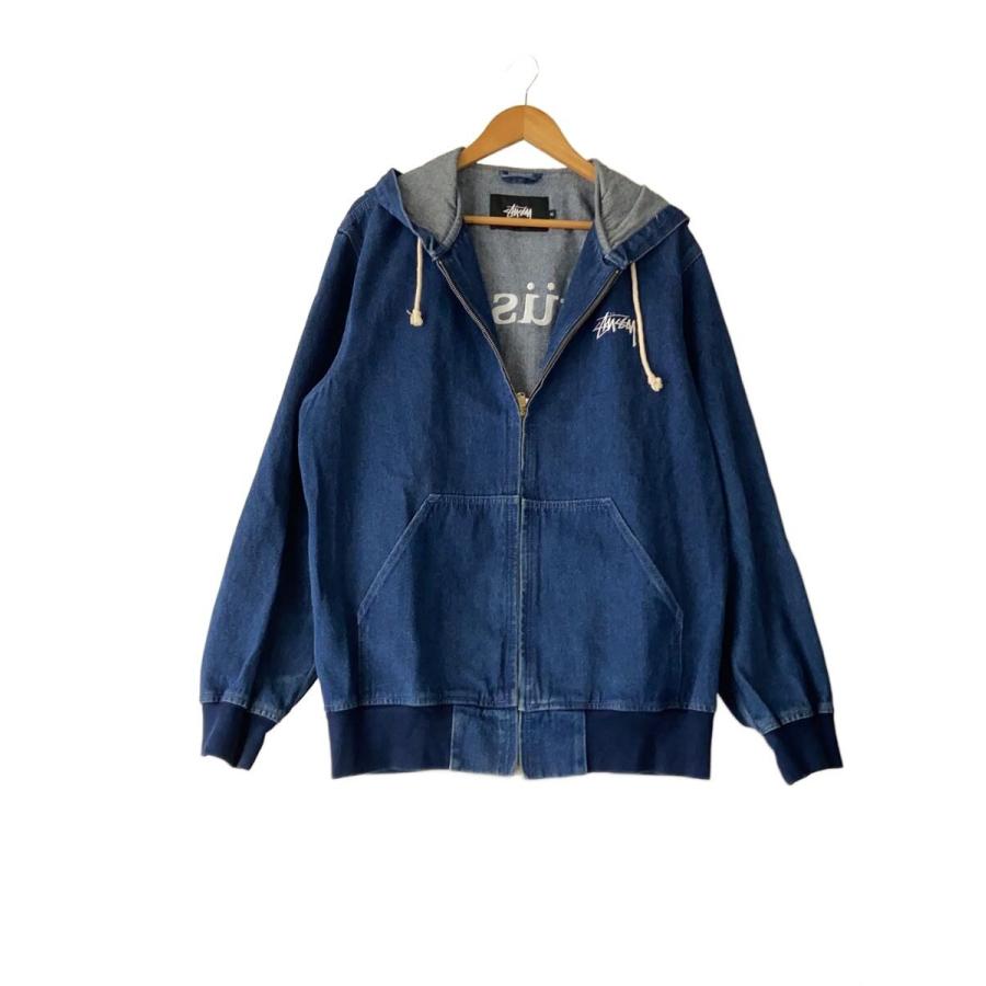 STUSSY◇デニムジップパーカー/XL/デニム/IDG/無地// : セカンド