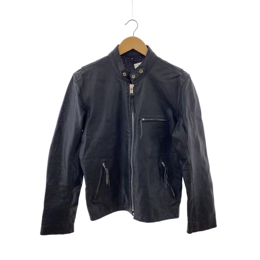 FREEDOM◇シングルライダースジャケット/40/レザー/BLK/無地