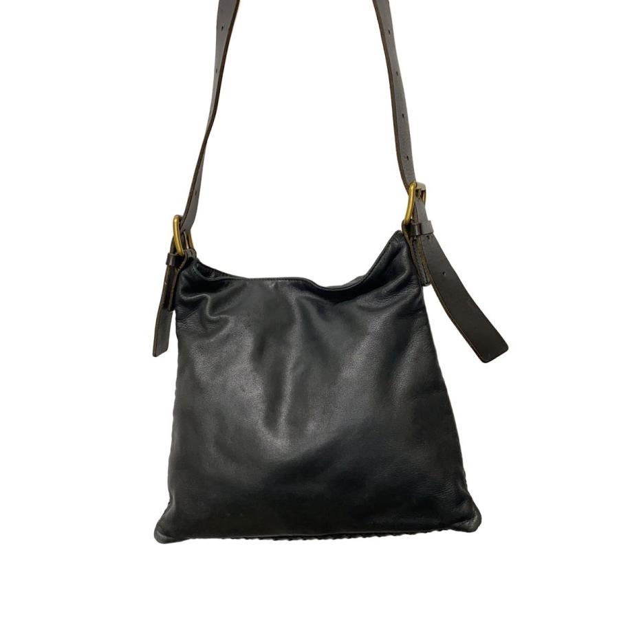 【24時間発送】BOTTEGAブラックレザーショルダーバッグ BOTTEGA VENETA◇ショルダーバッグ/レザー/BLK/無地 : セカンド