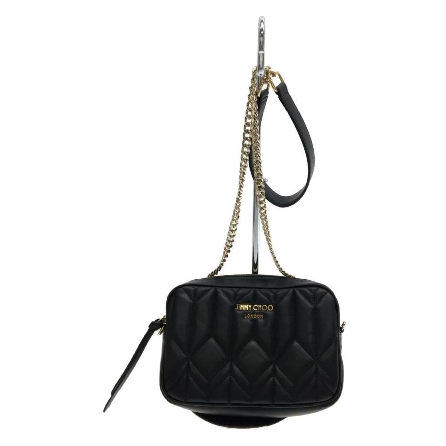 JIMMY CHOO キルティング/ショルダーバッグ/レザー/BLK/DIONDRA BELT/ディオンドラベルト