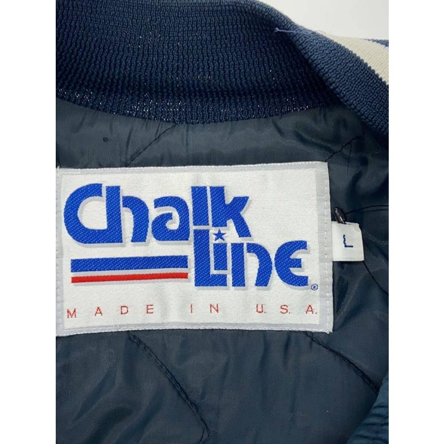 Chalk Line◇90s/ヤンキース/USA製/スタジャン/L/ナイロン/GRY