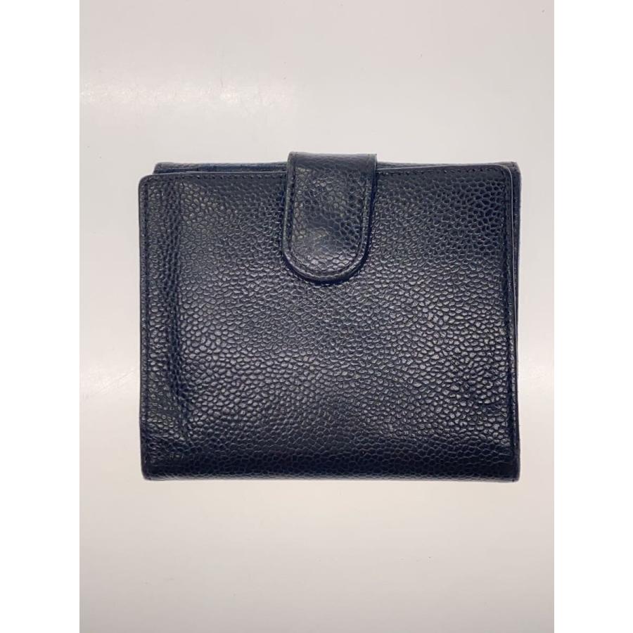 CHANEL◇2つ折り財布/レザー/BLK/レディース : セカンドストリート
