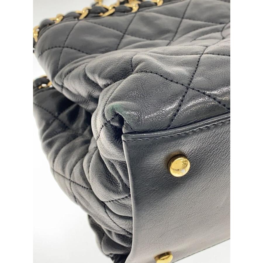 CHANEL◇チェーンミー/マトラッセ/ココマーク/トートバッグ/レザー/BLK 