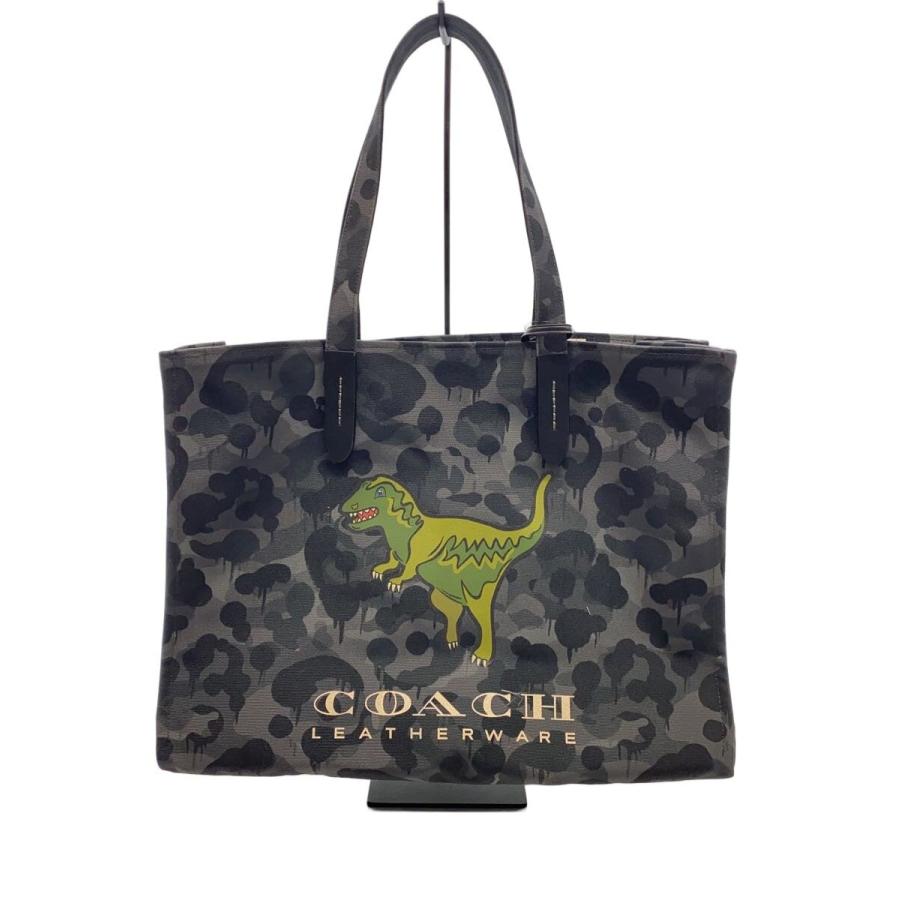 COACH◇トート・カモ プリント アンド レキシー/キャンバス/GRY
