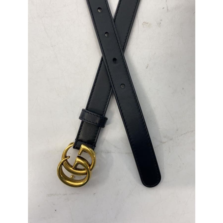 GUCCI 黒 レザー ベルト 409417 70-85 GUCCI◇ダブルG スリムベルト/レザー/BLK/レディース/409417