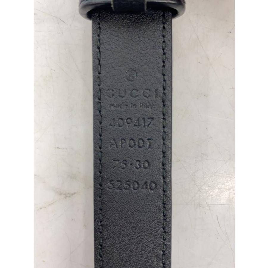 GUCCI◇ダブルG スリムベルト/レザー/BLK/レディース/409417