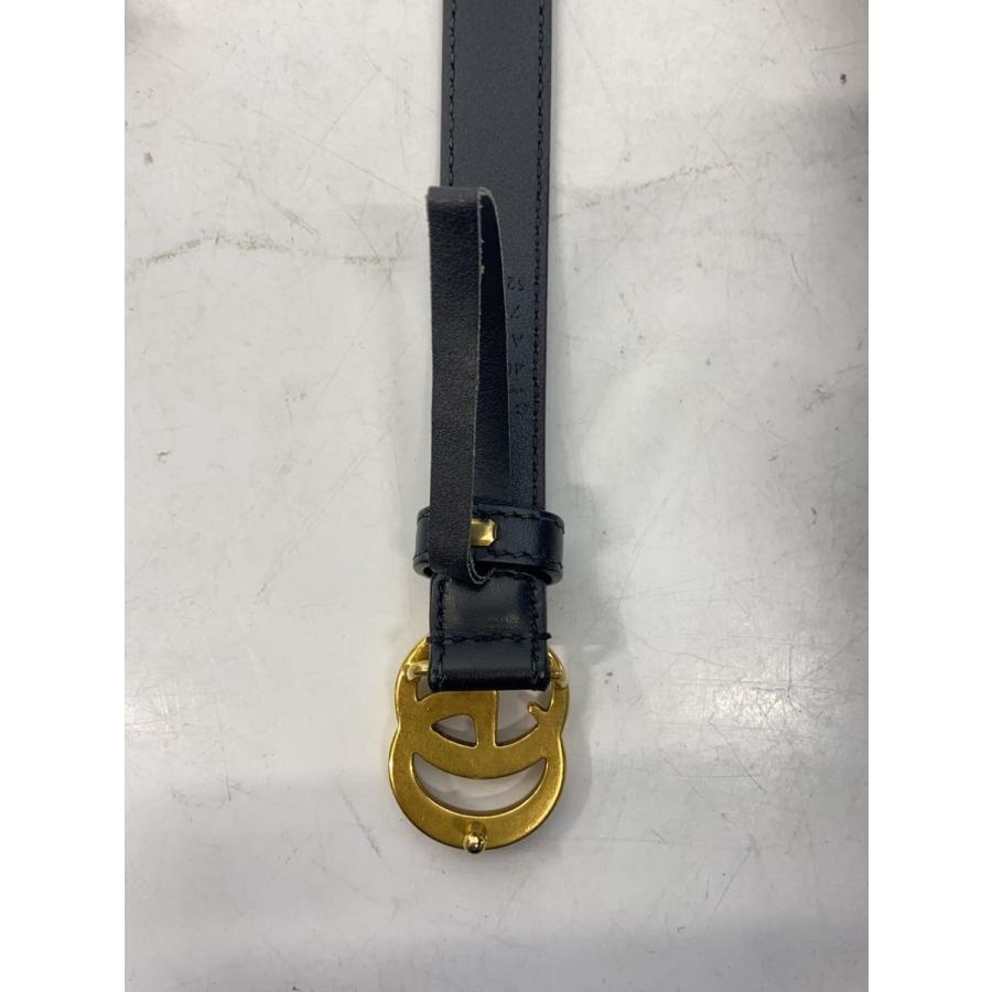 GUCCI ダブルGバックルベルト 409417 GUCCI◇ダブルG スリムベルト/レザー/BLK/レディース/409417