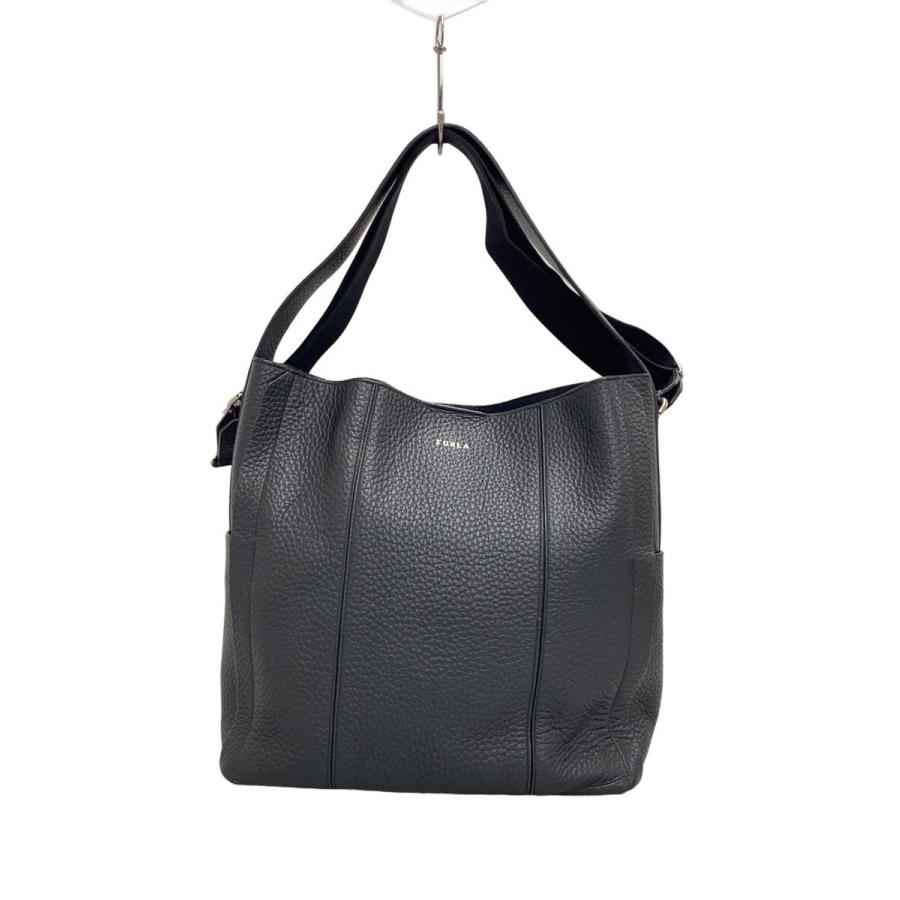 FURLA バッグ ブラック レザー 2way FURLA◇ESSENTIAL M/2wayトートバッグ/レザー/BLK : セカンド