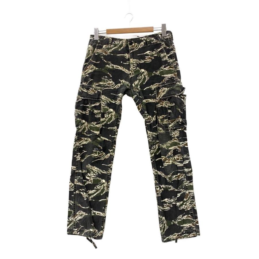 STUSSY◇OLD/タイガーカモカーゴパンツ/32/コットン/BLK/カモフラ