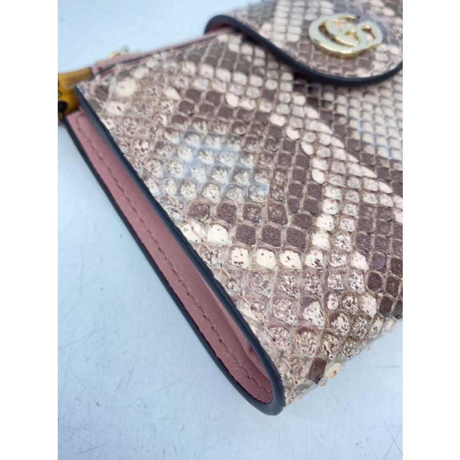 GUCCI バンブー GG柄 ショルダーウォレット　値下げ GUCCI◇バンブー付き ダブルG パイソン ウォレット/ピンク/総柄