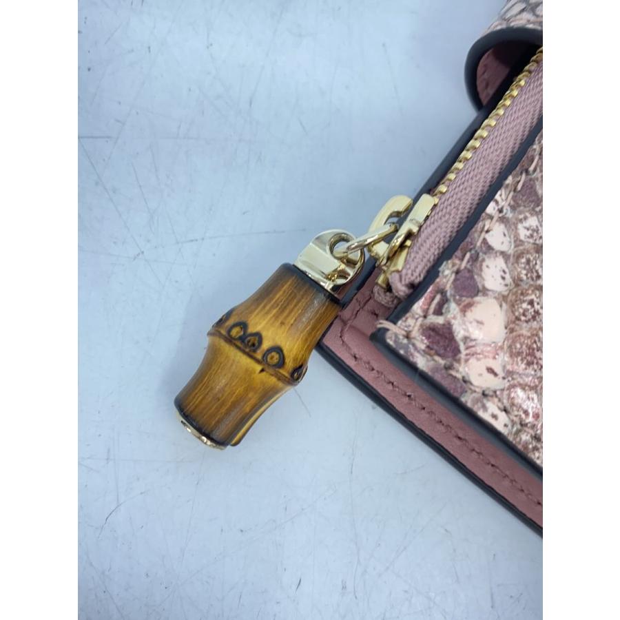 GUCCI バンブー GG柄 ショルダーウォレット　値下げ GUCCI◇バンブー付き ダブルG パイソン ウォレット/ピンク/総柄
