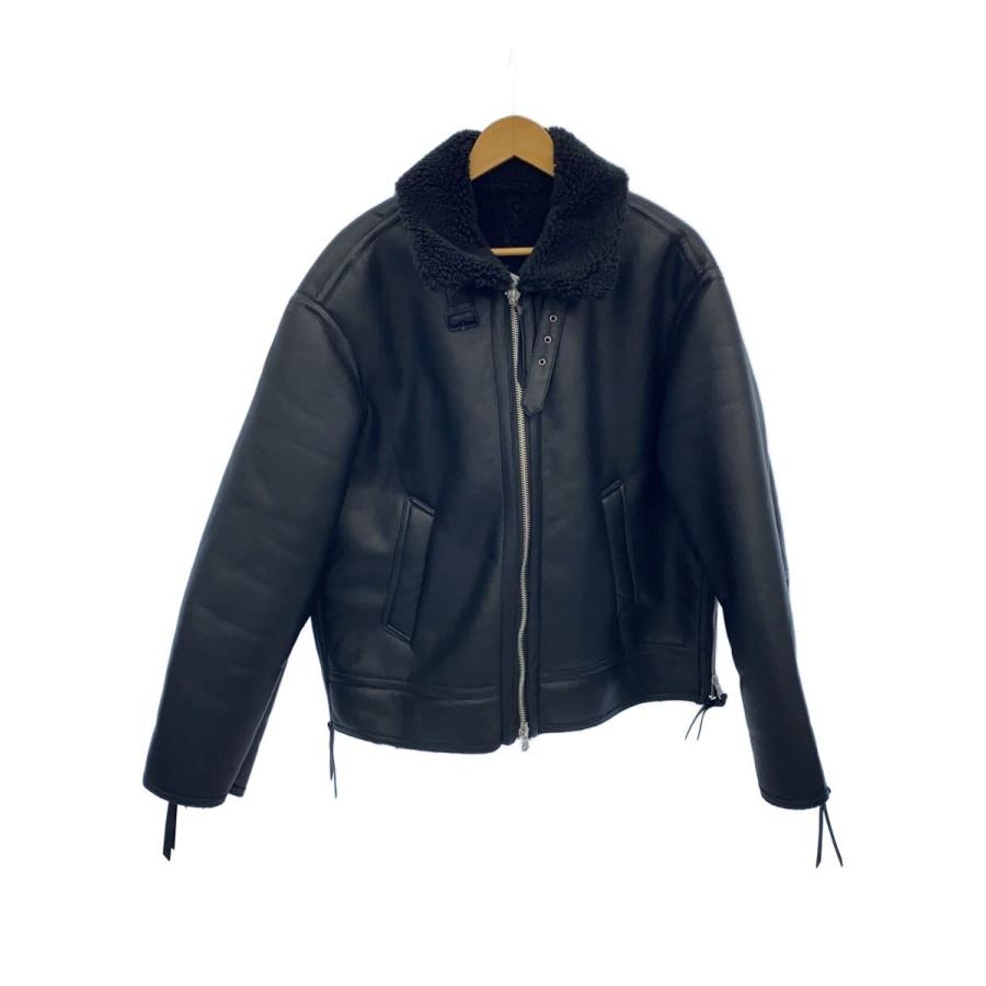 WYM◇B-6 FAUX MOUTON BLOUSON/レザージャケット/L/フェイクレザー/BLK