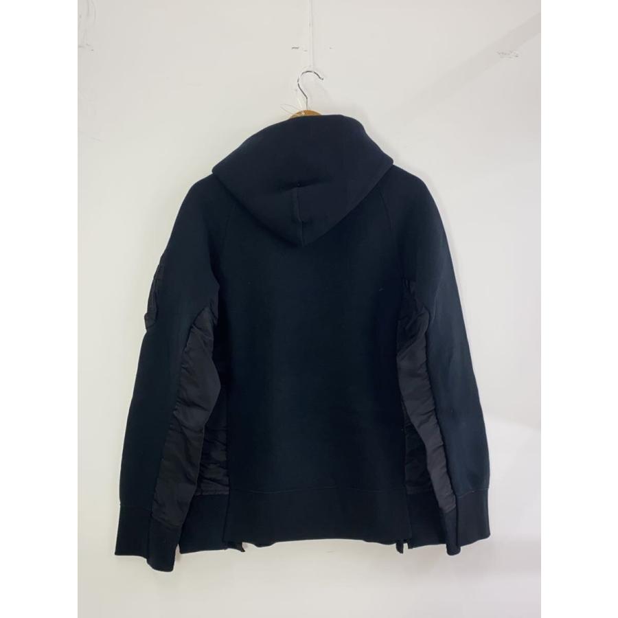 sacai◇20AW/Sponge Sweat MA-1 Zip Hoodie/2/コットン/ブラック