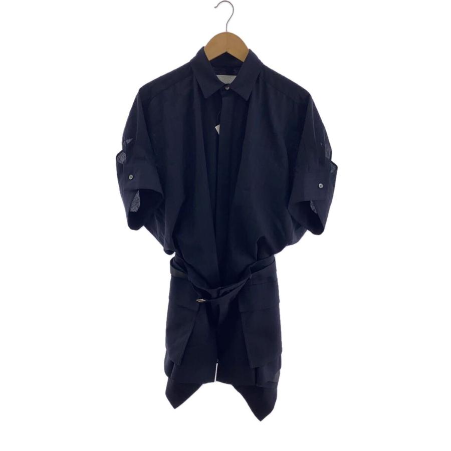 sacai◇Chalk Stripe Dress/ワンピース/1/ポリエステル/BLK/ストライプ