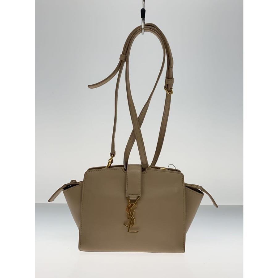 SAINT LAURENT ベイビーカバス　ベージュ ハンドバッグ　サンローラン SAINT LAURENT◇パイピング割れ/トイ カバス ベイビー/YSLロゴ金具