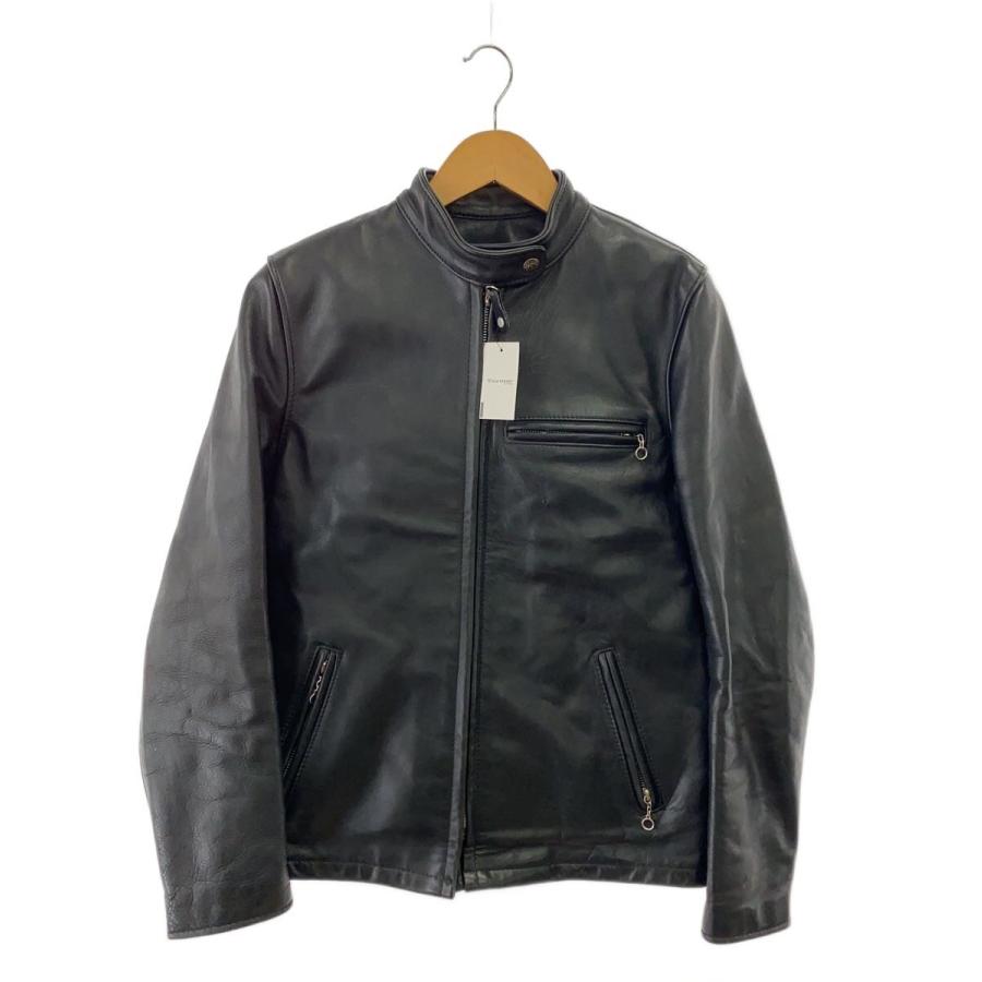 Schott◇USA製/シングルライダースジャケット/6/レザー/BLK : セカンド