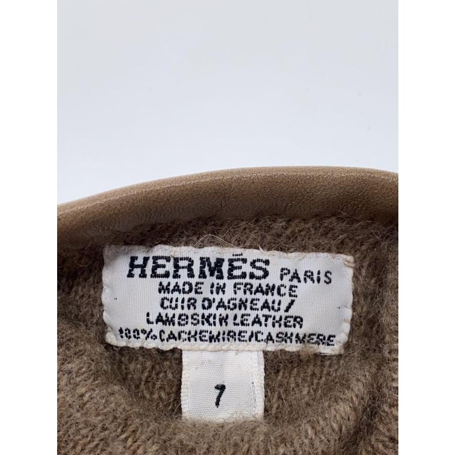 HERMES◇手袋/羊革/BRW/レディース/波H/カシミアライニング : セカンド