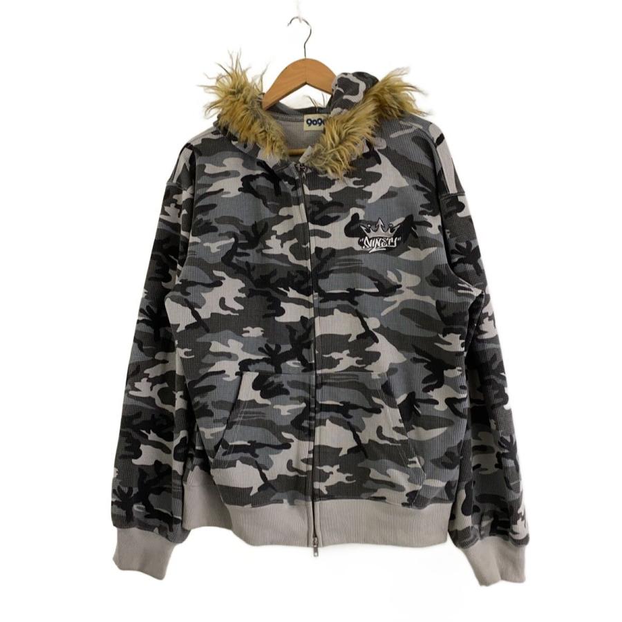 9090◇ジップパーカー/XL/ポリエステル/GRY/カモフラ : セカンド 