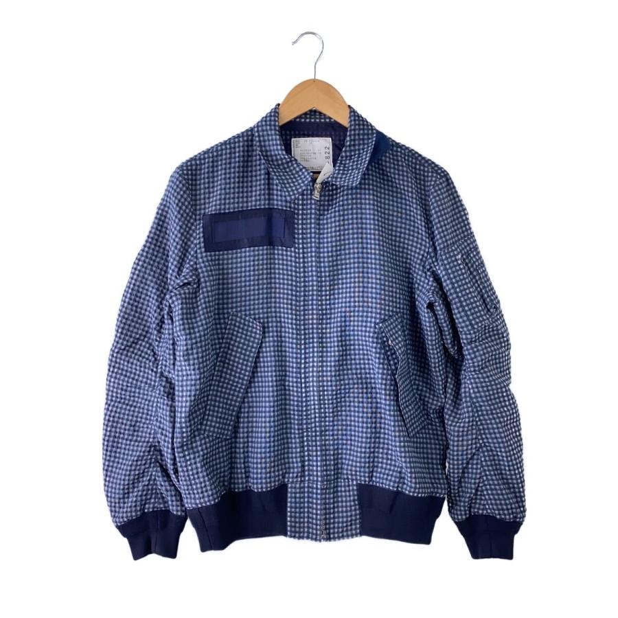sacai◇チェック MA-1 ブルゾン/1/コットン/NVY/チェック/15-00822M