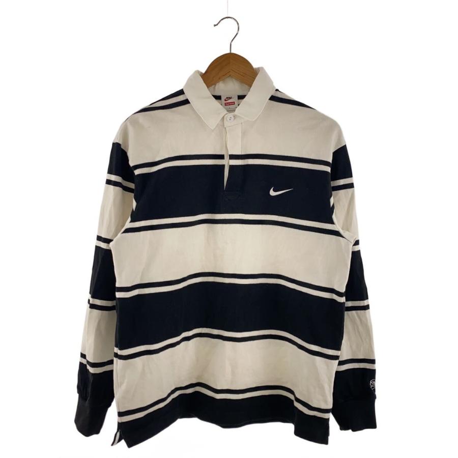 NIKE◇25SS/Stripe Rugby/長袖シャツS/コットン/WHT/ボーダー/HF9641