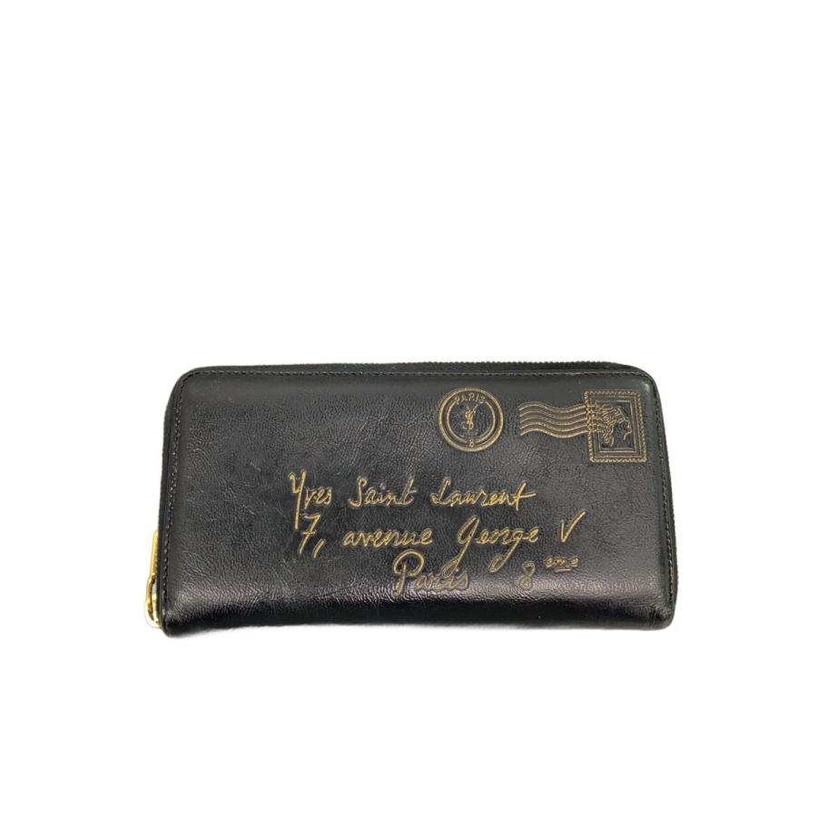 YVES SAINT LAURENT◇長財布/レザー/BLK/メンズ/197191 : セカンド