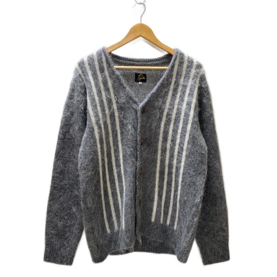 Needles◇カーディガン(厚手)/M/モヘア/GRY/ストライプ/lq422