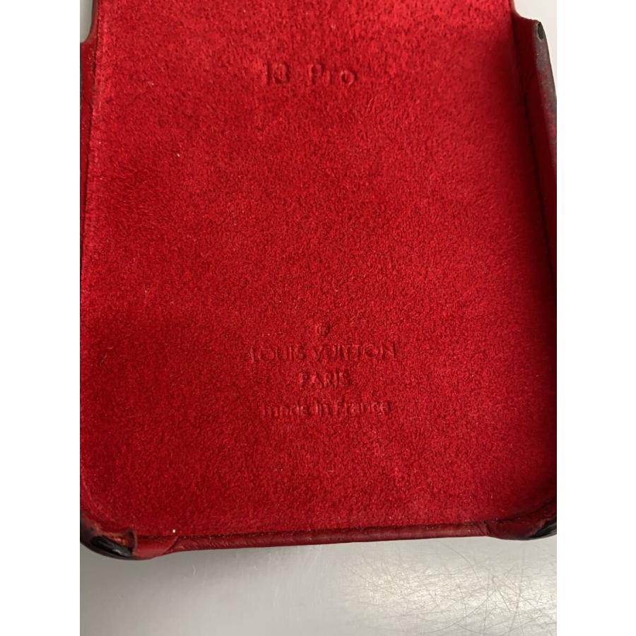 LOUIS VUITTON◇iPhone・バンパー12/12PRO_モノグラム/レザー/RED/総柄