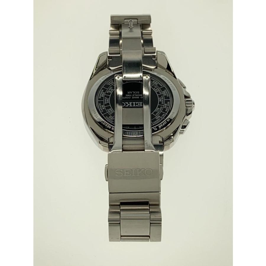 SEIKO◇ソーラー腕時計/アナログ/ステンレス/BLK/SLV/8B54-0AW0 