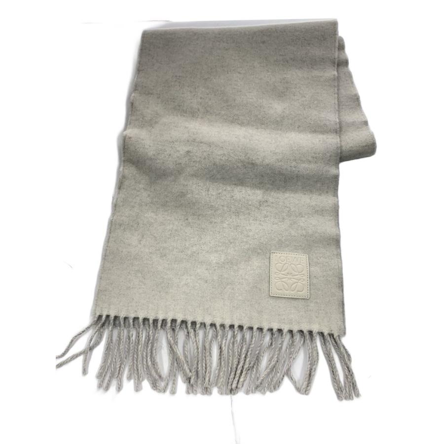 ［美品］LOEWE グレー ウール マフラー　グレー LOEWE◇マフラー/ウール/グレー/レディース/A-28003861/アナグラム