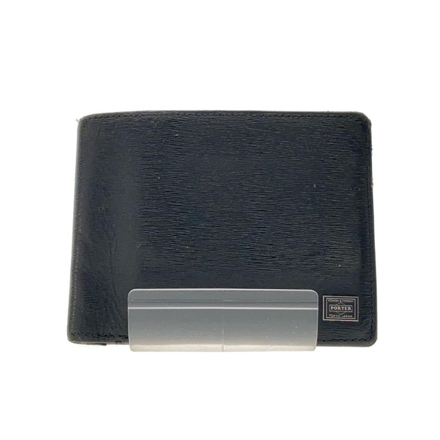 PORTER 二つ折り財布 ブラック PORTER◇2つ折り財布/レザー/ブラック/メンズ/カレント : セカンド