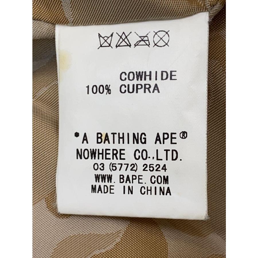 A BATHING APE◆ダウンジャケット/L/牛革/BRW/無地/の画像