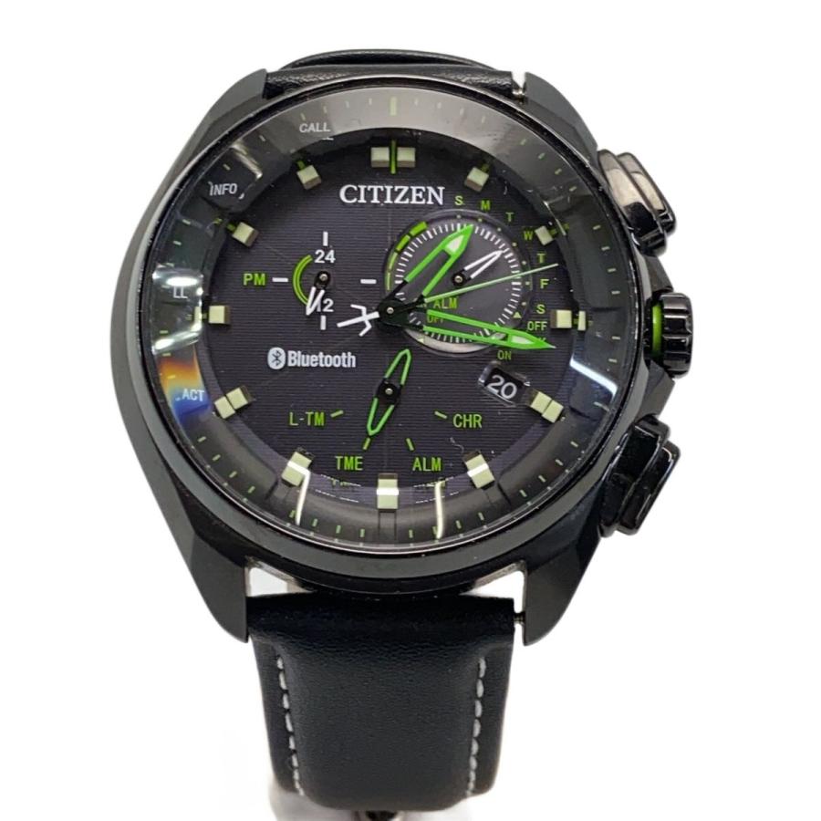 CITIZEN◇ソーラー腕時計/アナログ/フェイクレザー/BLK/BLK/W770MV-01 