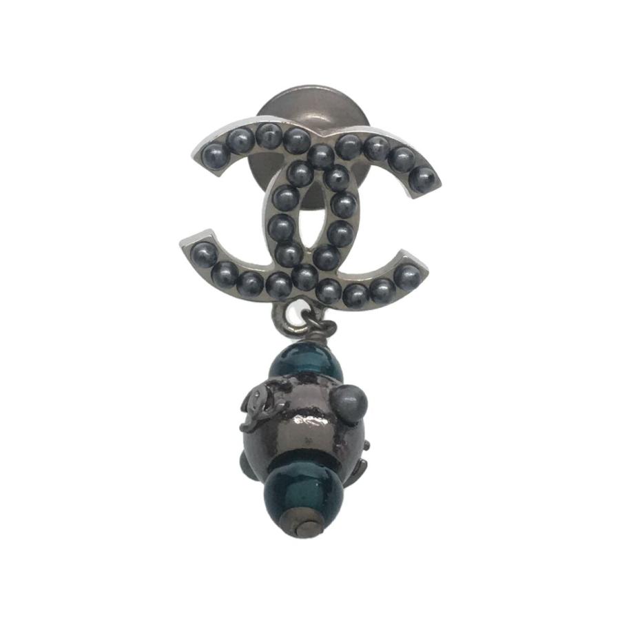 CHANEL◇ココマークピンブローチ/アクセサリー/--/パール/BLK