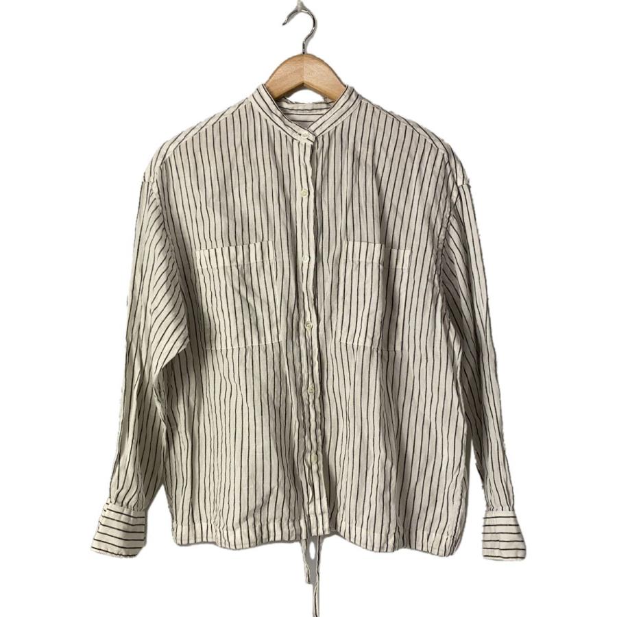 FRAMeWORK◇24SS/フレンチリネンドロストシャツ/リネン/WHT/ストライプ