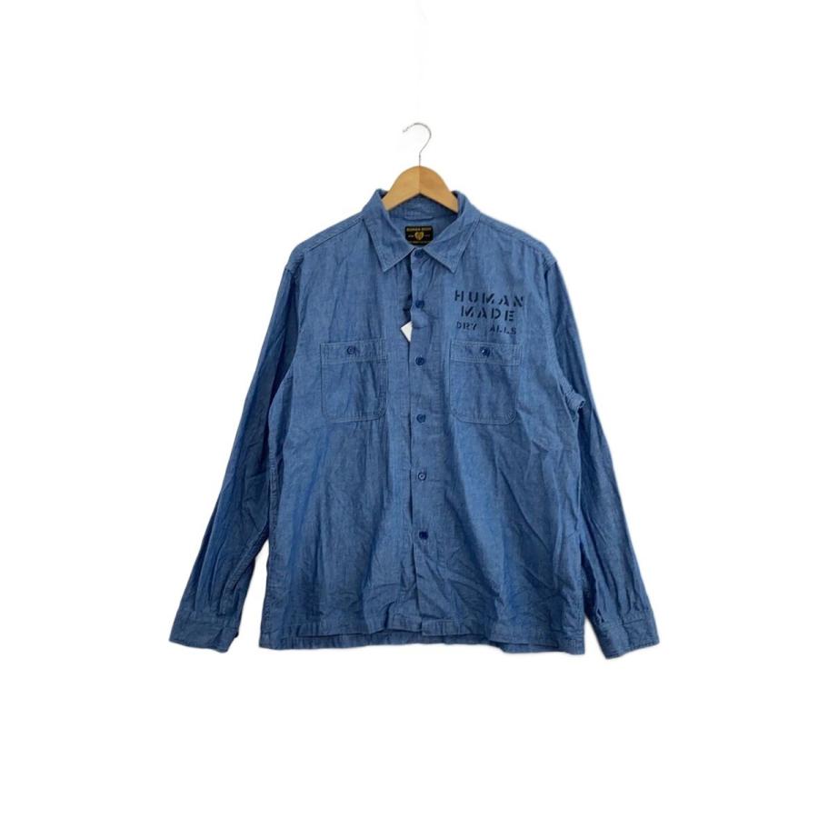 HUMAN MADE◇長袖シャツ/L/コットン/BLU/HM28SH001 : セカンド
