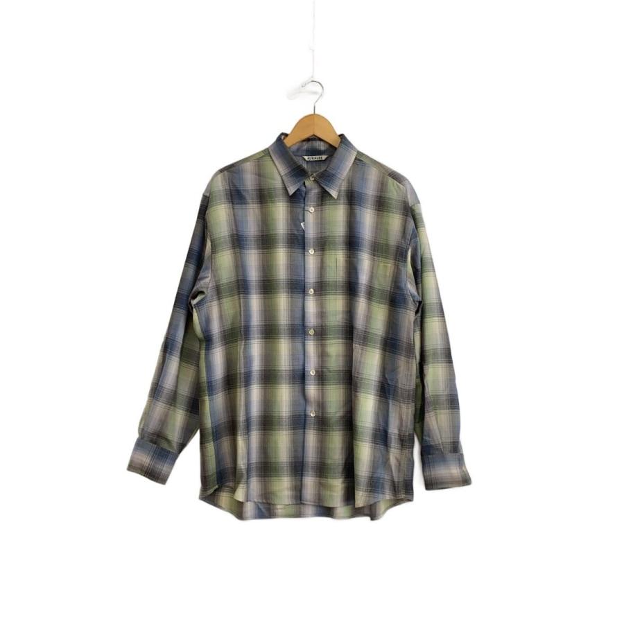 AURALEE◇25AW/SUPER LIGHT WOOL CHECK SHIRT/長袖シャツ/4/ウール