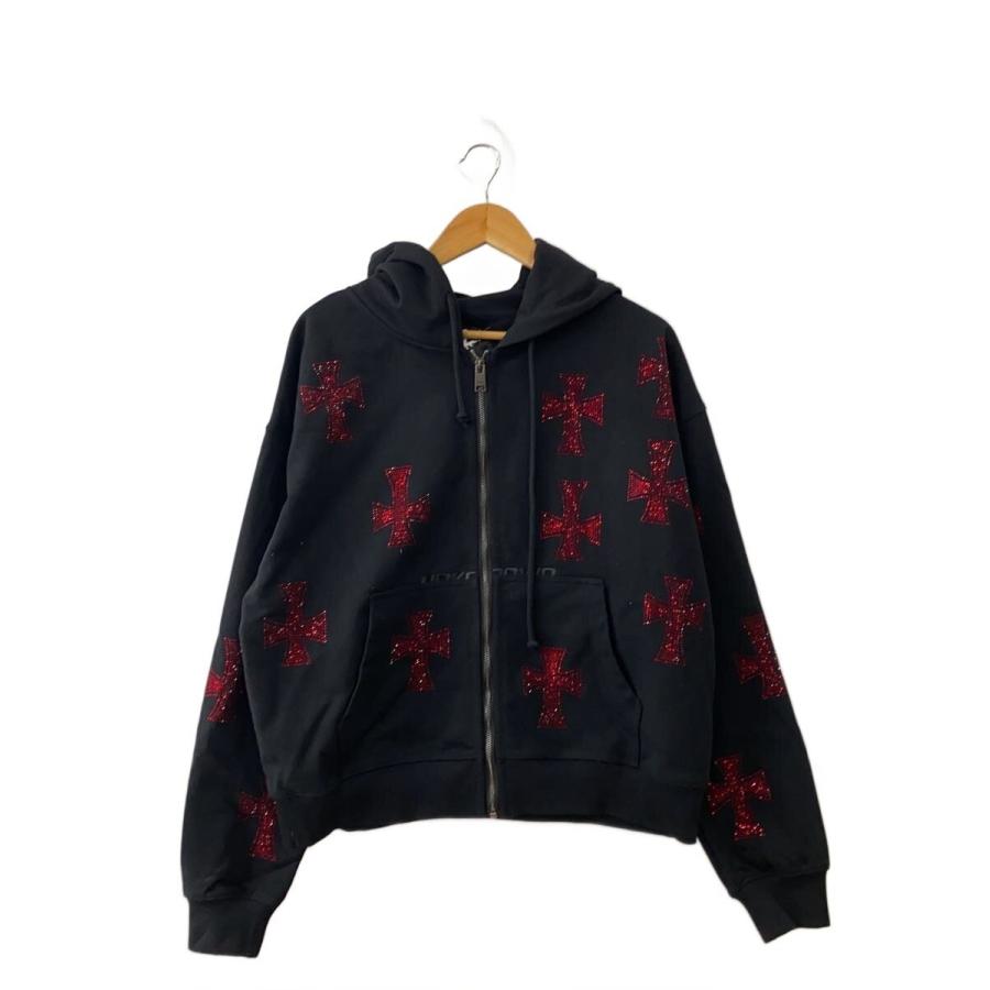 unknown パーカー UNKNOWN LONDON◇Cross Rhinestone Hoodie/ジップパーカー/M/コットン