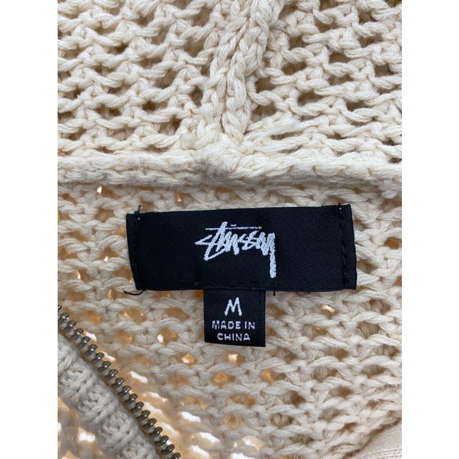 STUSSY◇22SS/MESH ZIP HOODIE/ジップパーカー/M/コットン/CRM/117091