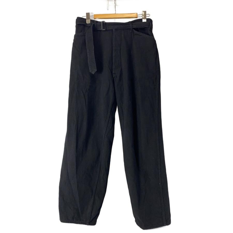 美品 24aw COMOLI ベルテッドパンツ A03-03001 3size COMOLI◇24AW/デニムベルテッドパン/ボトム/3/コットン/BLK/A03-03001