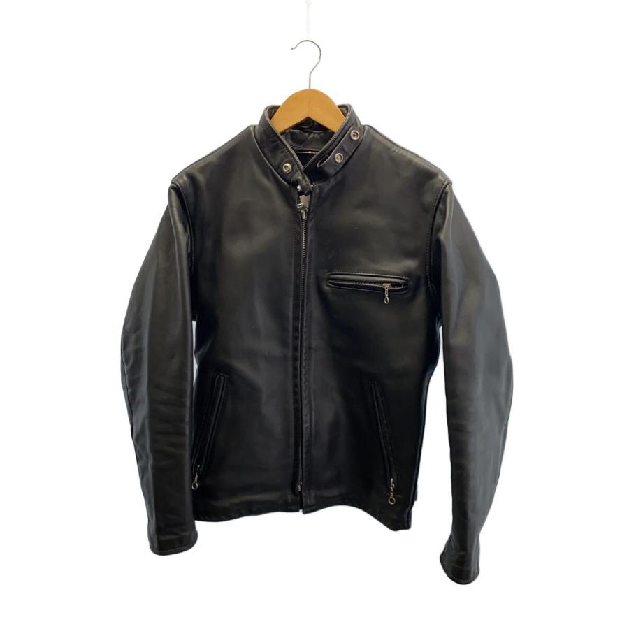 きょ　Schott  シングル・ライダース 36 Schott◇シングルライダースジャケット/36/レザー/BLK/無地