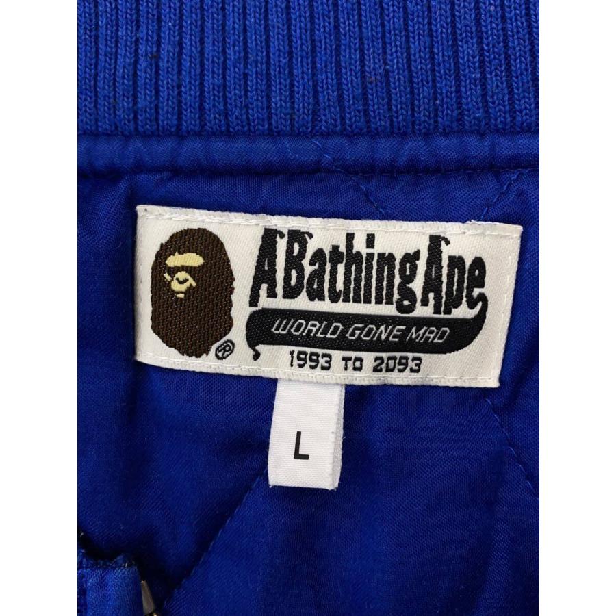 A BATHING APE◇16AW/SHARK/スカジャン/L/レーヨン/BLU : セカンド