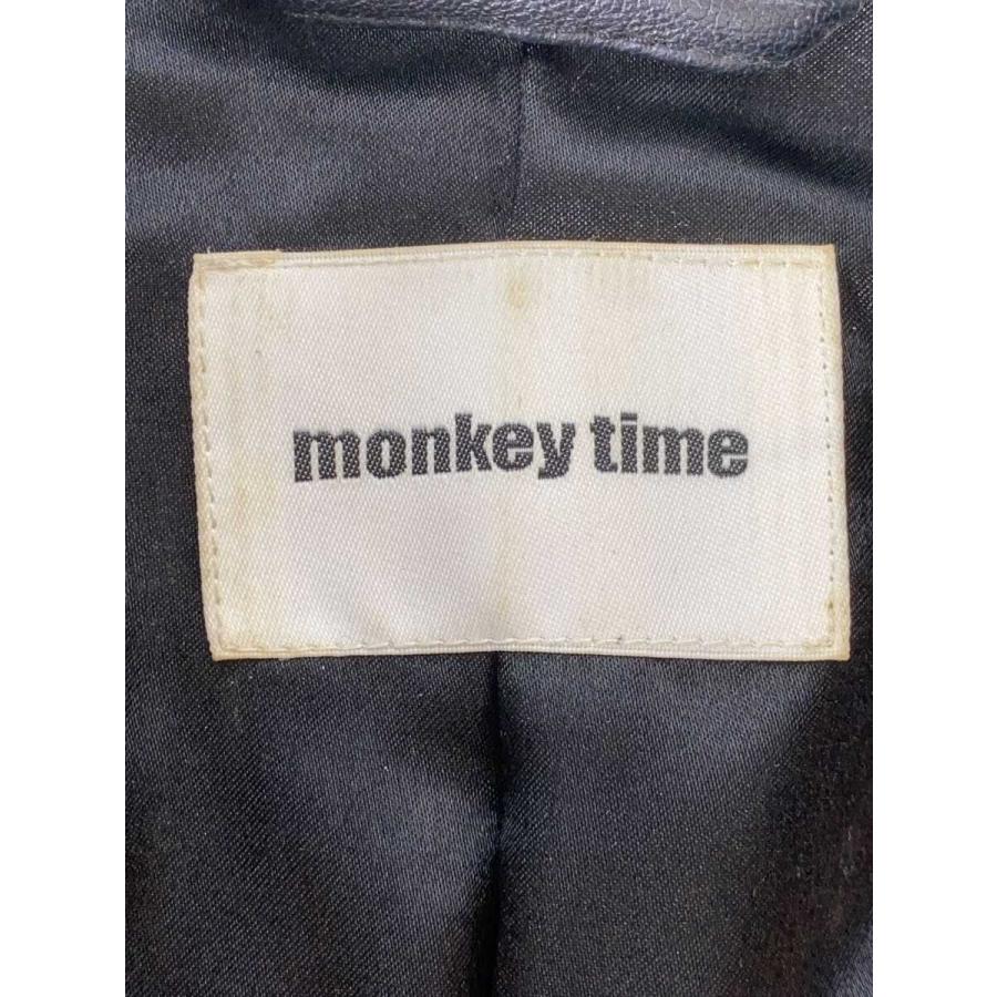 MONKEY TIME◇レザージャケット・ブルゾン/M/羊革/BLK/無地/8325-199