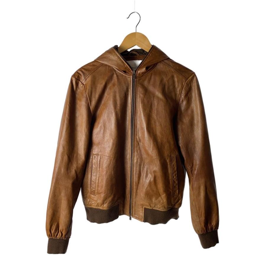 【極美品】インターナショナルギャラリービームス　ライダース　山羊革　ブラウン　M International Gallery BEAMS◇レザージャケット・ブルゾン/L/羊革/CML