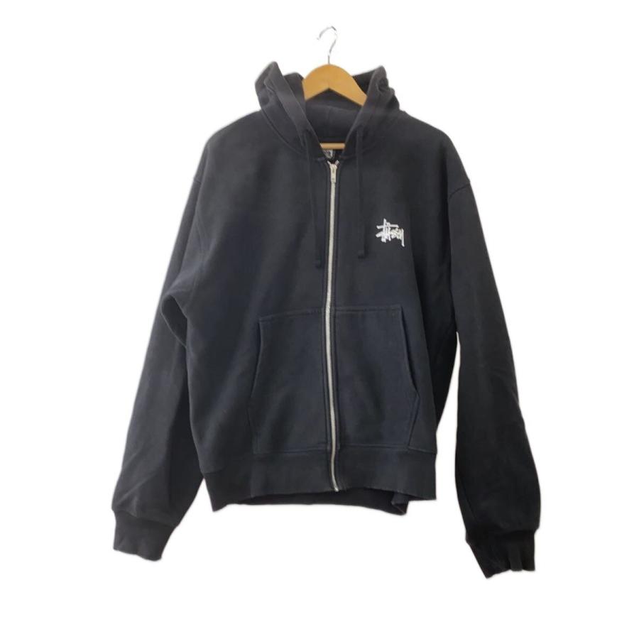 STUSSY◇ジップパーカー/L/コットン/BLK/1974762/使用感有