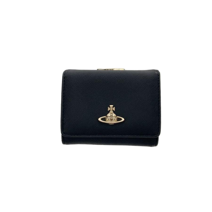 ヴィヴィアンウエストウッド 三つ折り財布 ブラック Vivienne Westwood◇3つ折り財布/レザー/BLK/無地/レディース