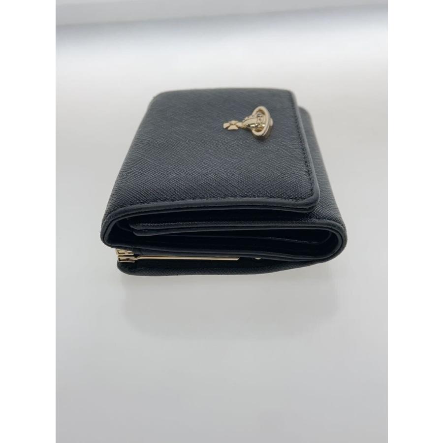 Vivienne Westwood◇3つ折り財布/レザー/BLK/無地/レディース