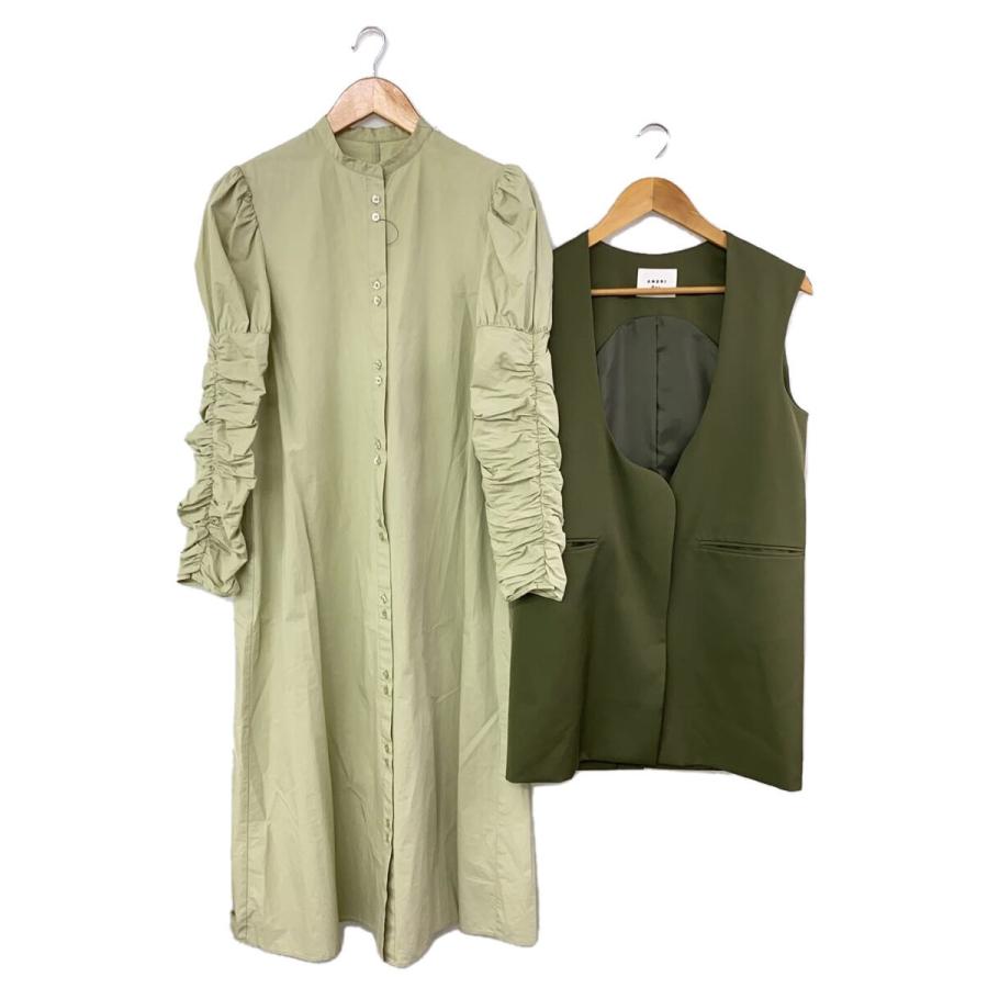 AMERI◇シャツワンピース/S/コットン/GRN/02220581010 : セカンド  